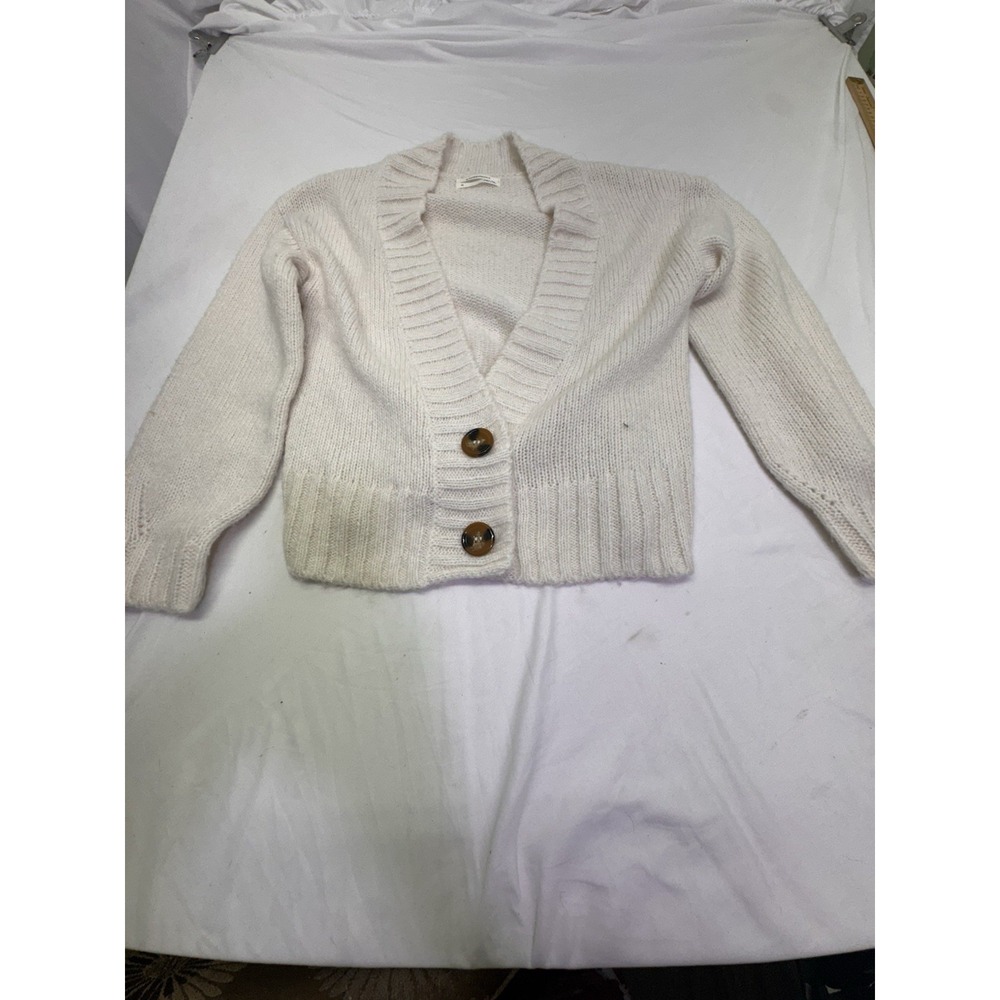 Anthropologie Sweater Womens Xs Cardigan Bubble Wool Blend Acrylic Knit Crop Wht